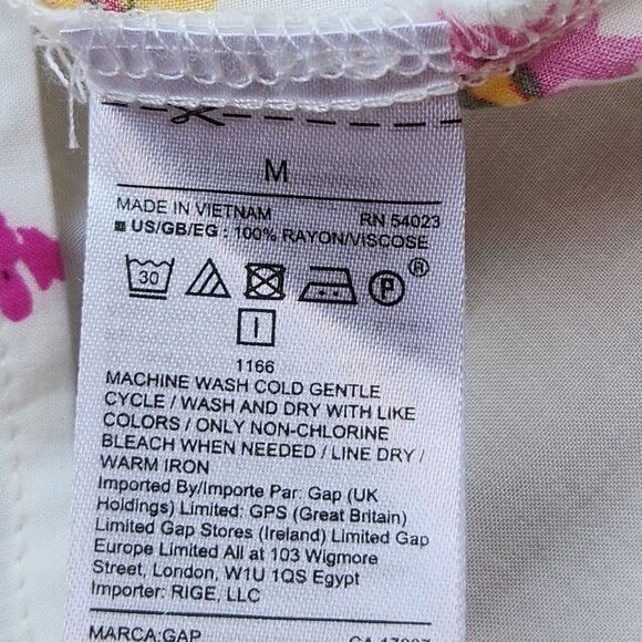 💜Gap Cream Floral Print Rayon Long Sleeve Top Medium - Picture 11 of 12